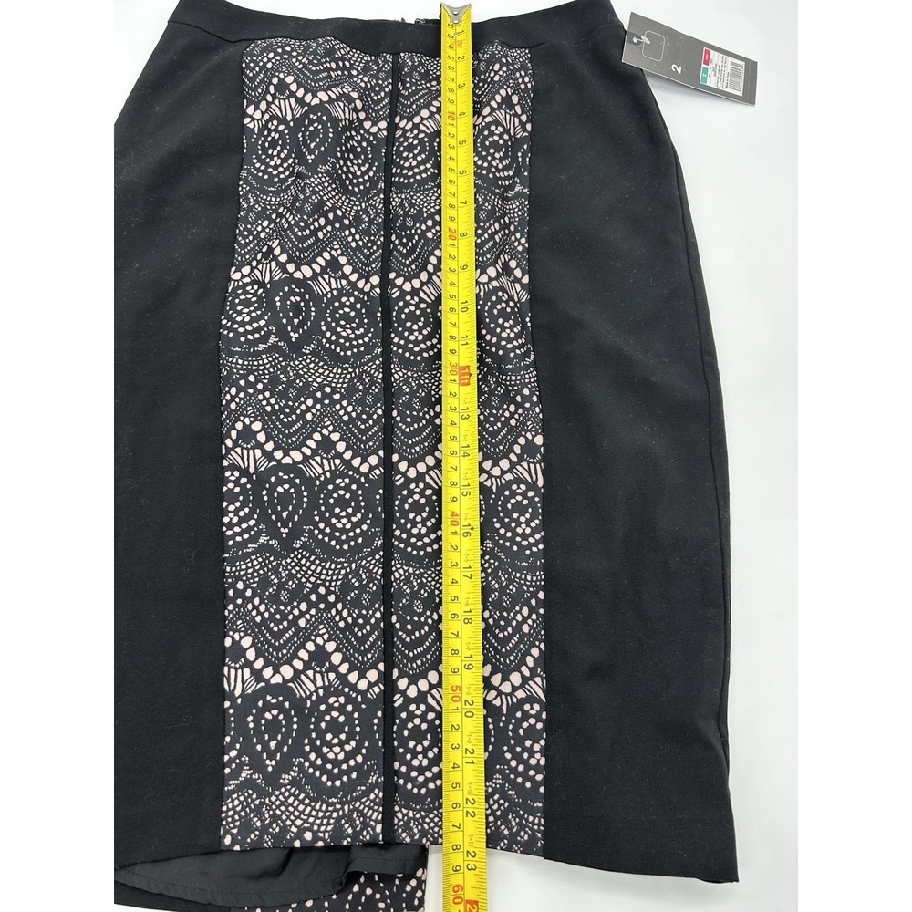 Mossimo Black Lace Print Panel Pencil Skirt Sz 2 Work Career Cocktail Lined‎ NWT - Picture 7 of 9